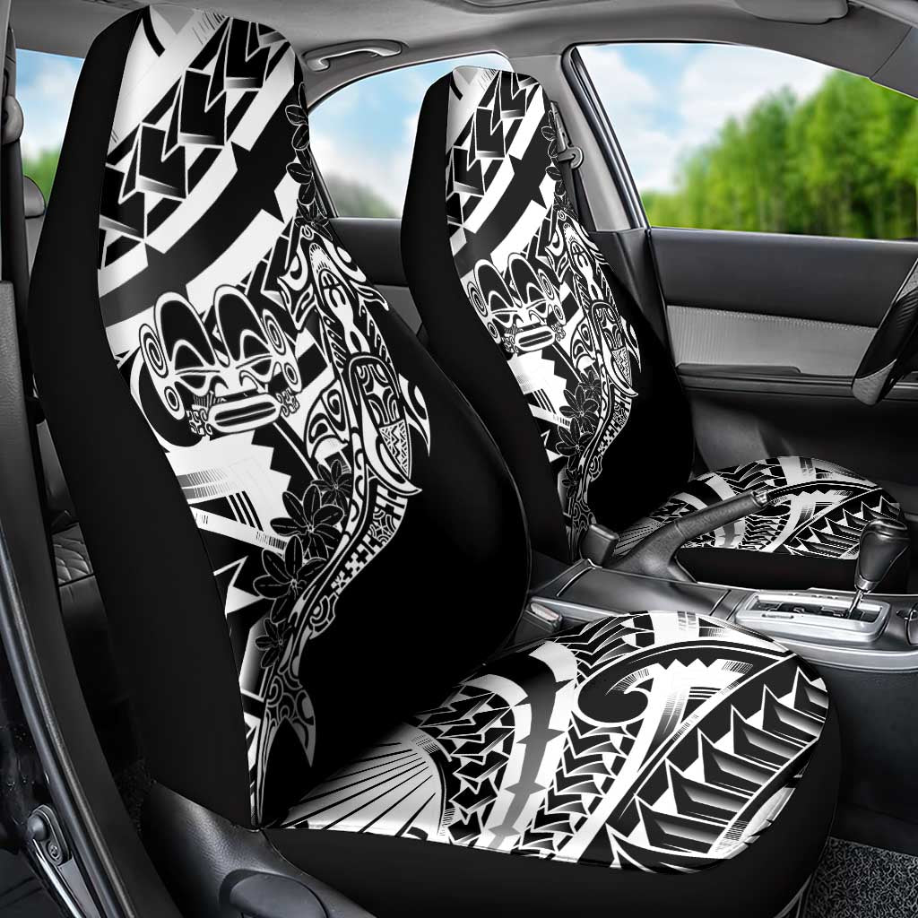 Black White Marquesas Islands Car Seat Cover Marquesan Matatiki Hammerhead Shark Patutiki - Polynesian Pride