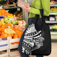 Black White Marquesas Islands Grocery Bag Marquesan Matatiki Hammerhead Shark Patutiki - Polynesian Pride