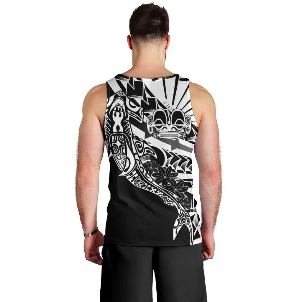 Black White Marquesas Islands Men Tank Top Marquesan Matatiki Hammerhead Shark Patutiki - Polynesian Pride