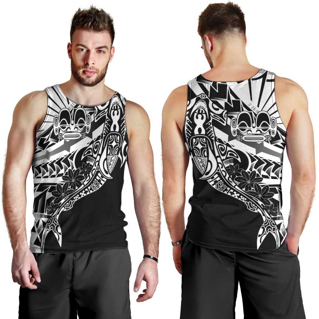 Black White Marquesas Islands Men Tank Top Marquesan Matatiki Hammerhead Shark Patutiki - Polynesian Pride