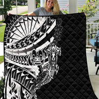 Black White Marquesas Islands Quilt Marquesan Matatiki Hammerhead Shark Patutiki - Polynesian Pride