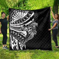 Black White Marquesas Islands Quilt Marquesan Matatiki Hammerhead Shark Patutiki - Polynesian Pride