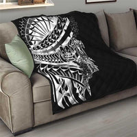 Black White Marquesas Islands Quilt Marquesan Matatiki Hammerhead Shark Patutiki - Polynesian Pride