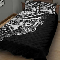 Black White Marquesas Islands Quilt Bed Set Marquesan Matatiki Hammerhead Shark Patutiki - Polynesian Pride
