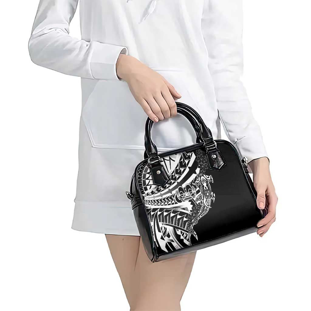 Black White Marquesas Islands Shoulder Handbag Marquesan Matatiki Hammerhead Shark Patutiki - Polynesian Pride