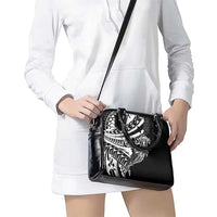 Black White Marquesas Islands Shoulder Handbag Marquesan Matatiki Hammerhead Shark Patutiki - Polynesian Pride