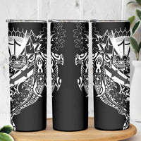 Black White Marquesas Islands Skinny Tumbler Marquesan Matatiki Hammerhead Shark Patutiki - Polynesian Pride