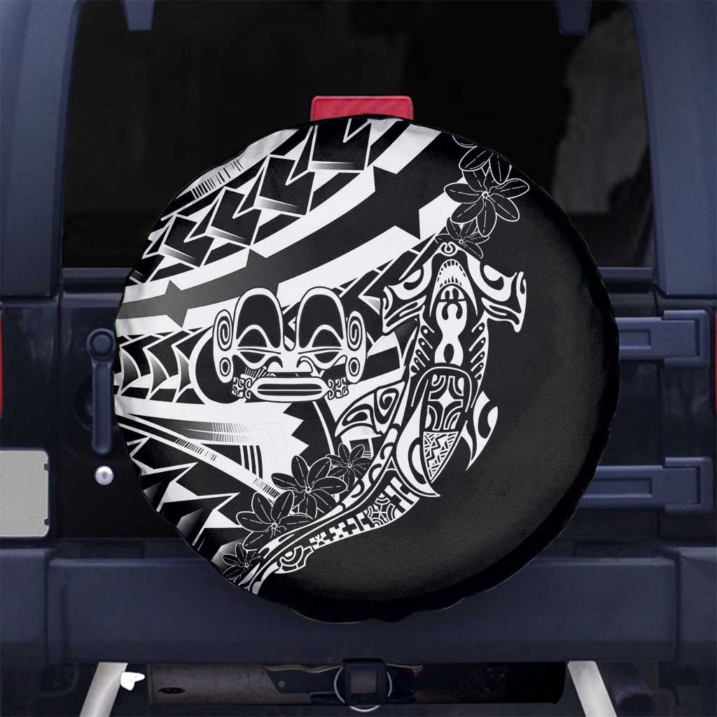 Black White Marquesas Islands Spare Tire Cover Marquesan Matatiki Hammerhead Shark Patutiki - Polynesian Pride