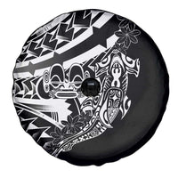 Black White Marquesas Islands Spare Tire Cover Marquesan Matatiki Hammerhead Shark Patutiki - Polynesian Pride