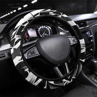 Black White Marquesas Islands Steering Wheel Cover Marquesan Matatiki Hammerhead Shark Patutiki - Polynesian Pride