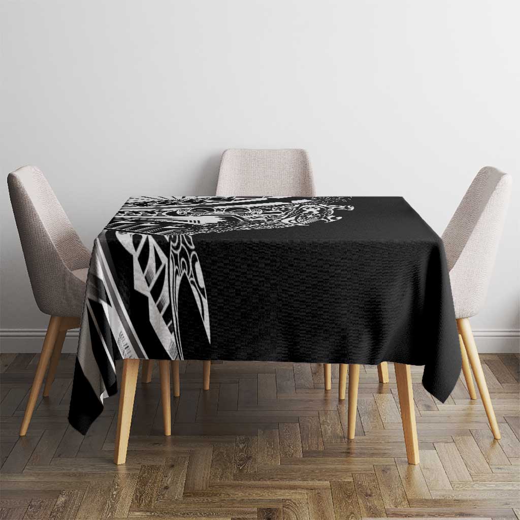 Black White Marquesas Islands Tablecloth Marquesan Matatiki Hammerhead Shark Patutiki - Polynesian Pride