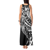 Black White Marquesas Islands Tank Maxi Dress Marquesan Matatiki Hammerhead Shark Patutiki - Polynesian Pride