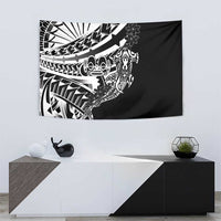 Black White Marquesas Islands Tapestry Marquesan Matatiki Hammerhead Shark Patutiki - Polynesian Pride