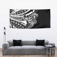 Black White Marquesas Islands Tapestry Marquesan Matatiki Hammerhead Shark Patutiki - Polynesian Pride