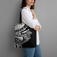 Black White Marquesas Islands Tote Bag Marquesan Matatiki Hammerhead Shark Patutiki - Polynesian Pride