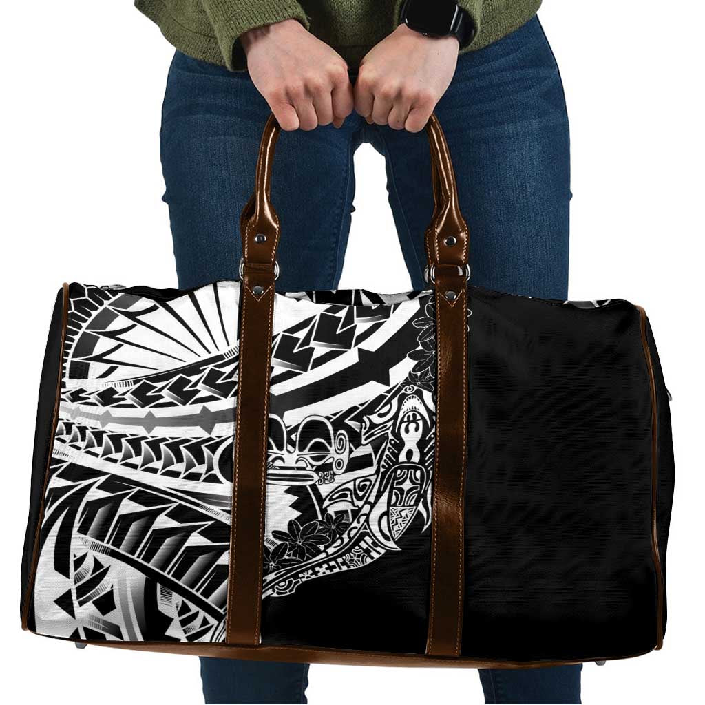 Black White Marquesas Islands Travel Bag Marquesan Matatiki Hammerhead Shark Patutiki - Polynesian Pride
