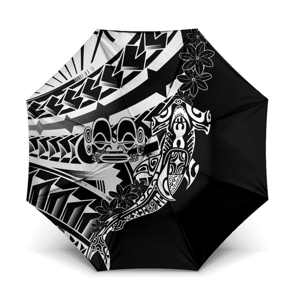 Black White Marquesas Islands Umbrella Marquesan Matatiki Hammerhead Shark Patutiki - Polynesian Pride