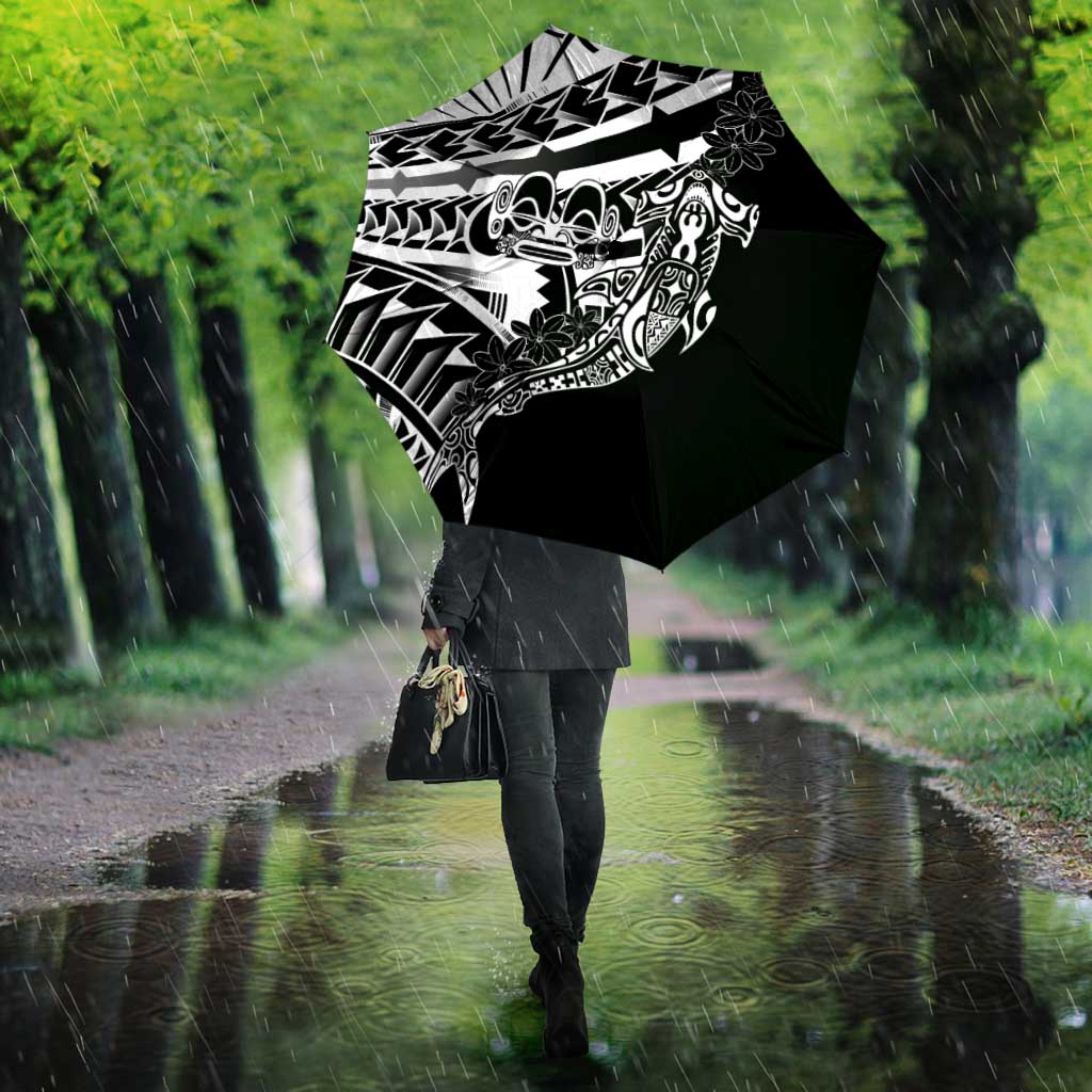 Black White Marquesas Islands Umbrella Marquesan Matatiki Hammerhead Shark Patutiki - Polynesian Pride