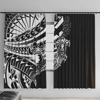 Black White Marquesas Islands Window Curtain Marquesan Matatiki Hammerhead Shark Patutiki - Polynesian Pride