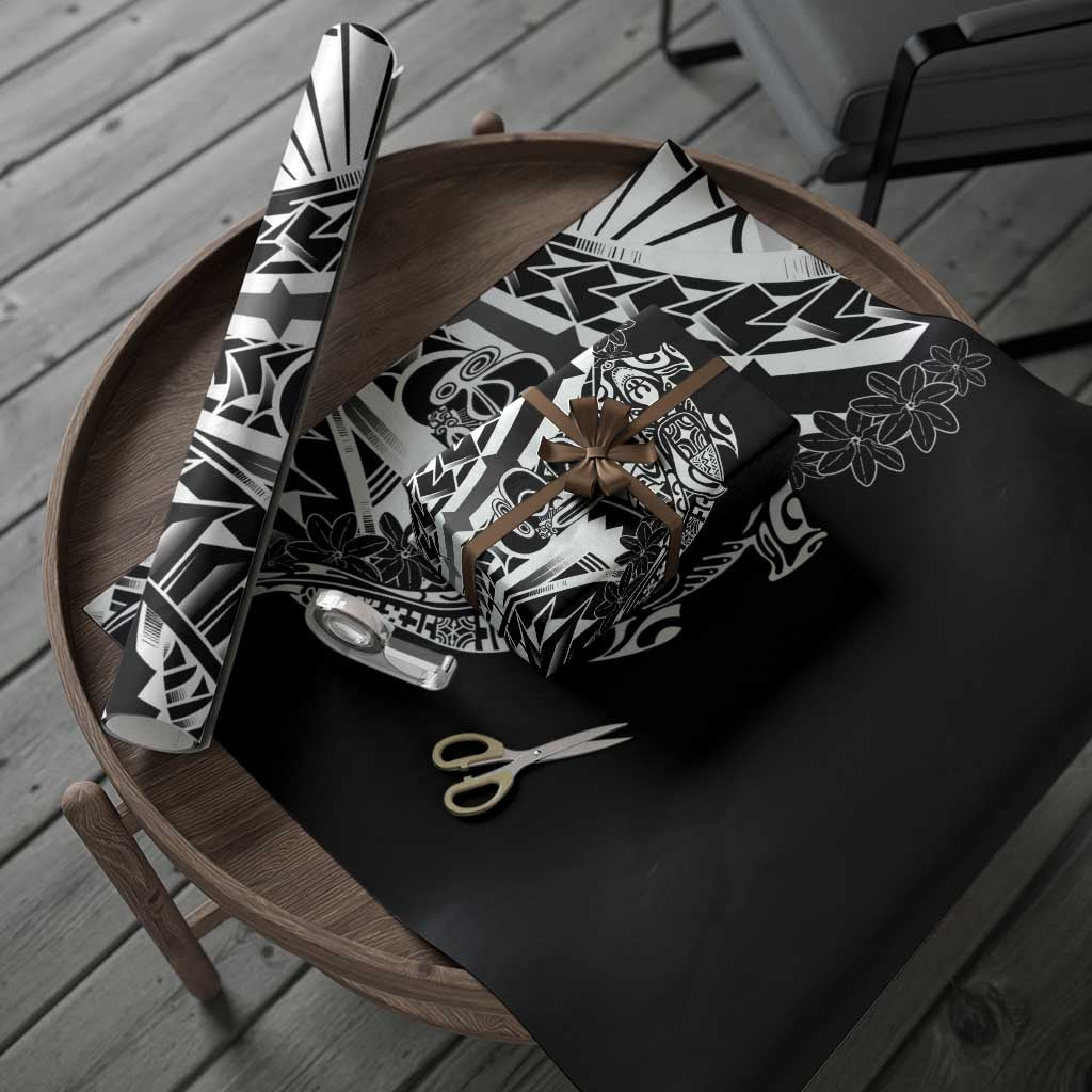 Black White Marquesas Islands Wrapping Paper Marquesan Matatiki Hammerhead Shark Patutiki - Polynesian Pride