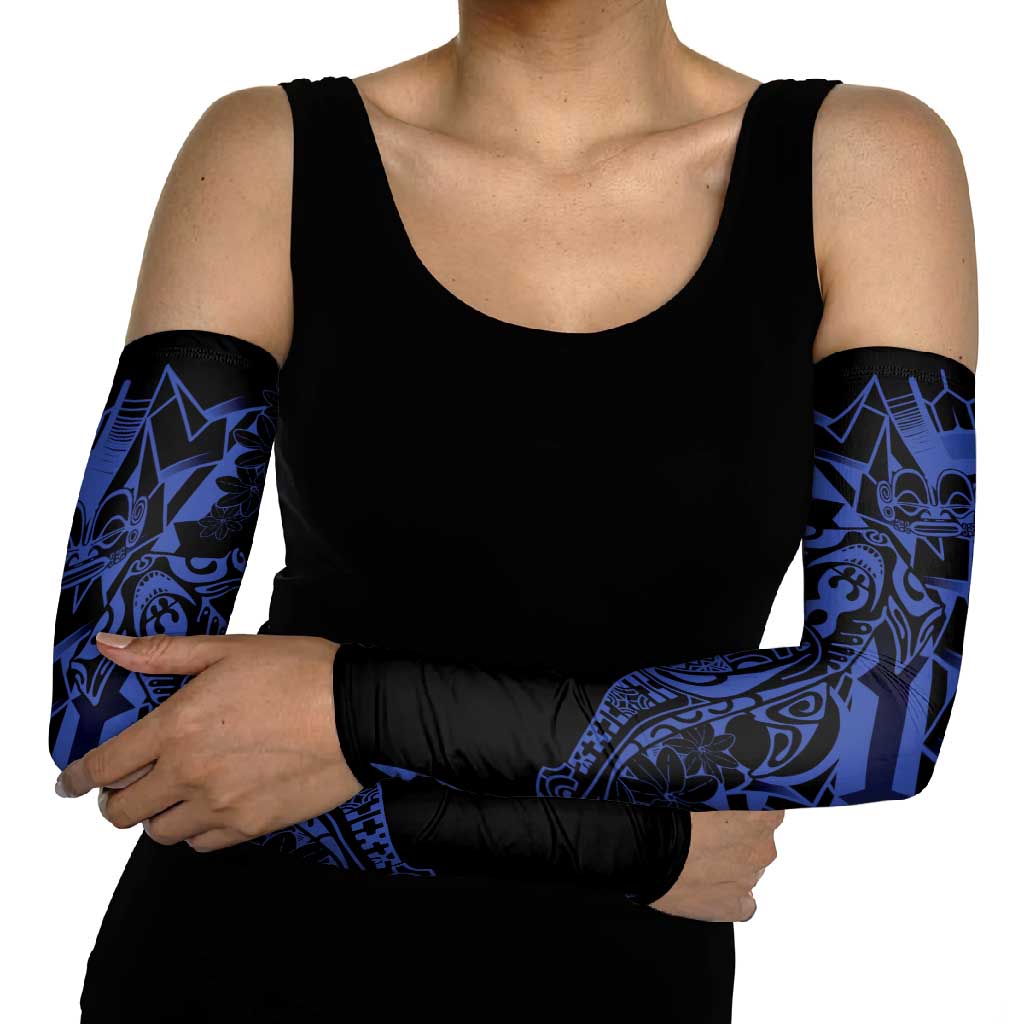 Blue Marquesas Islands Arm Sleeves Marquesan Matatiki Hammerhead Shark Patutiki - Polynesian Pride