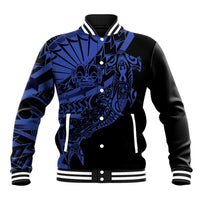 Blue Marquesas Islands Baseball Jacket Marquesan Matatiki Hammerhead Shark Patutiki - Polynesian Pride