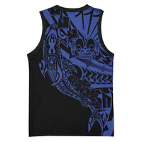Blue Marquesas Islands Basketball Jersey Marquesan Matatiki Hammerhead Shark Patutiki - Polynesian Pride