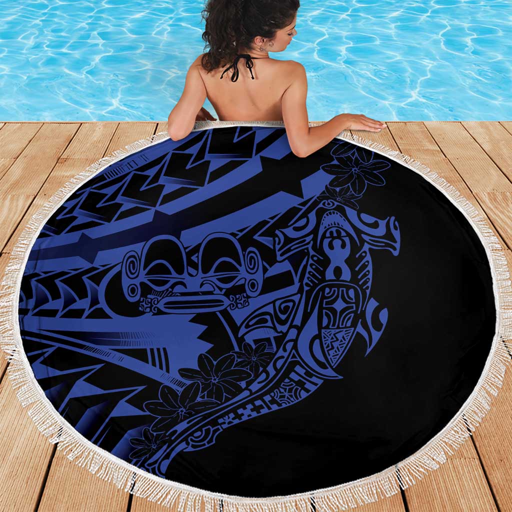 Blue Marquesas Islands Beach Blanket Marquesan Matatiki Hammerhead Shark Patutiki - Polynesian Pride