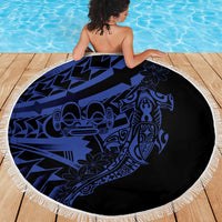 Blue Marquesas Islands Beach Blanket Marquesan Matatiki Hammerhead Shark Patutiki - Polynesian Pride