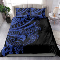 Blue Marquesas Islands Bedding Set Marquesan Matatiki Hammerhead Shark Patutiki - Polynesian Pride