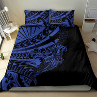 Blue Marquesas Islands Bedding Set Marquesan Matatiki Hammerhead Shark Patutiki - Polynesian Pride