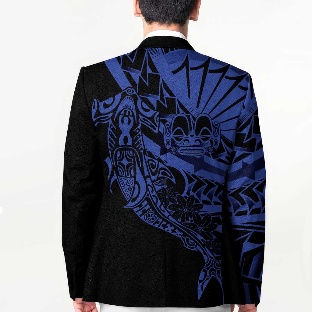 Blue Marquesas Islands Blazer Marquesan Matatiki Hammerhead Shark Patutiki - Polynesian Pride