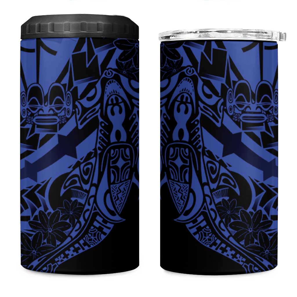 Blue Marquesas Islands 4 in 1 Can Cooler Tumbler Marquesan Matatiki Hammerhead Shark Patutiki - Polynesian Pride