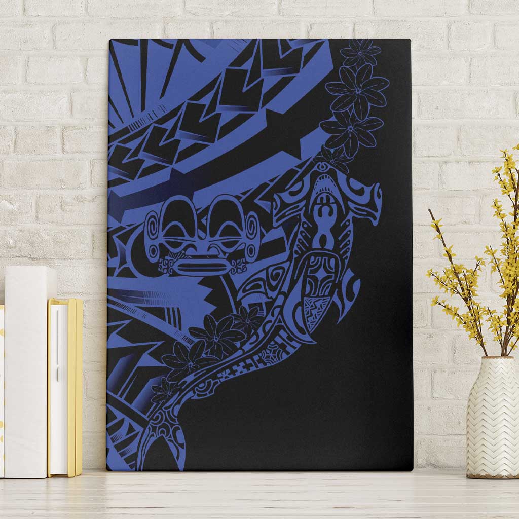 Blue Marquesas Islands Canvas Wall Art Marquesan Matatiki Hammerhead Shark Patutiki - Polynesian Pride