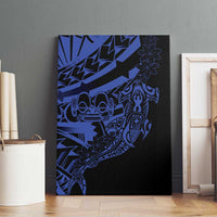 Blue Marquesas Islands Canvas Wall Art Marquesan Matatiki Hammerhead Shark Patutiki - Polynesian Pride