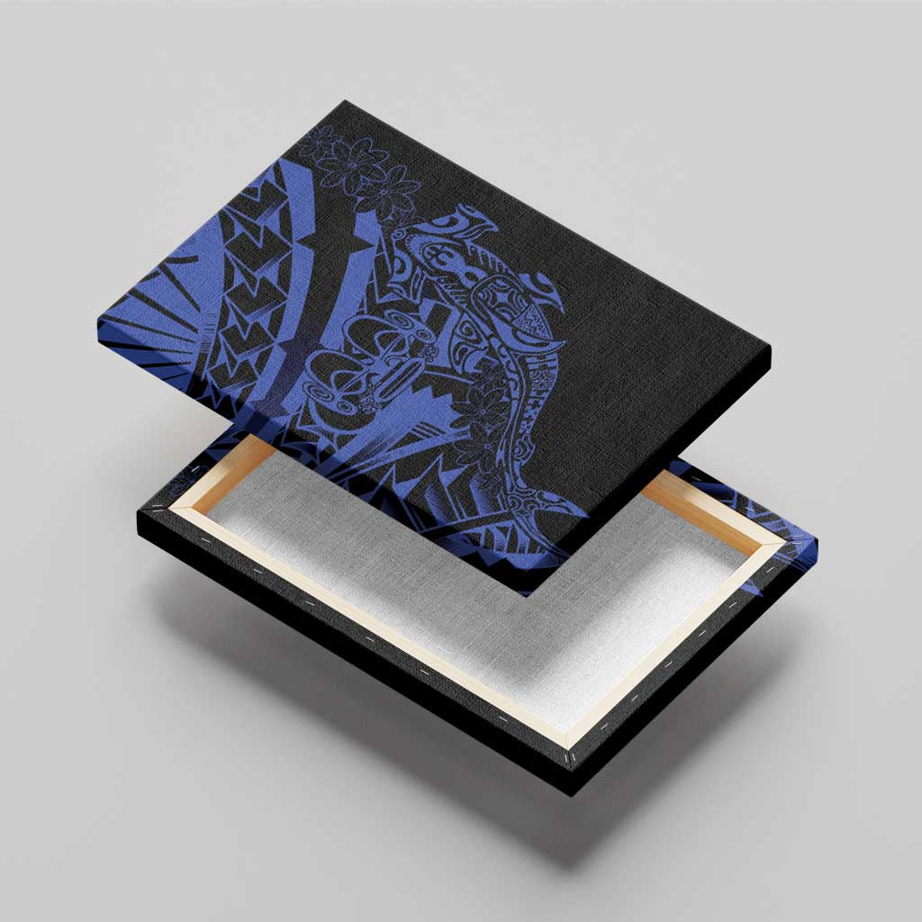 Blue Marquesas Islands Canvas Wall Art Marquesan Matatiki Hammerhead Shark Patutiki - Polynesian Pride