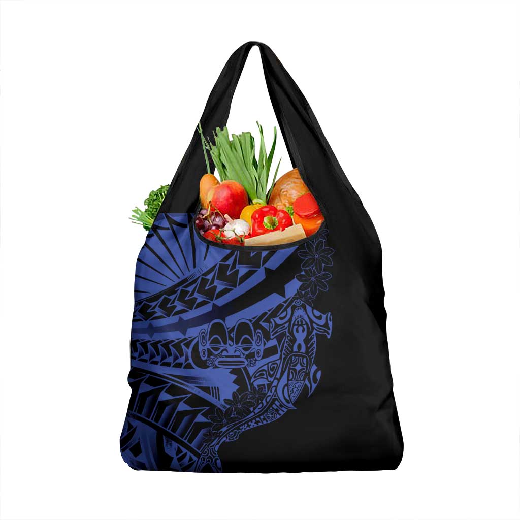 Blue Marquesas Islands Grocery Bag Marquesan Matatiki Hammerhead Shark Patutiki - Polynesian Pride