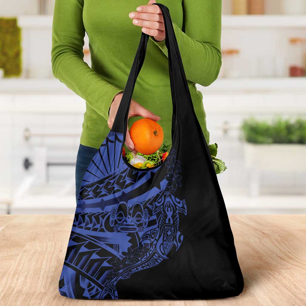 Blue Marquesas Islands Grocery Bag Marquesan Matatiki Hammerhead Shark Patutiki - Polynesian Pride