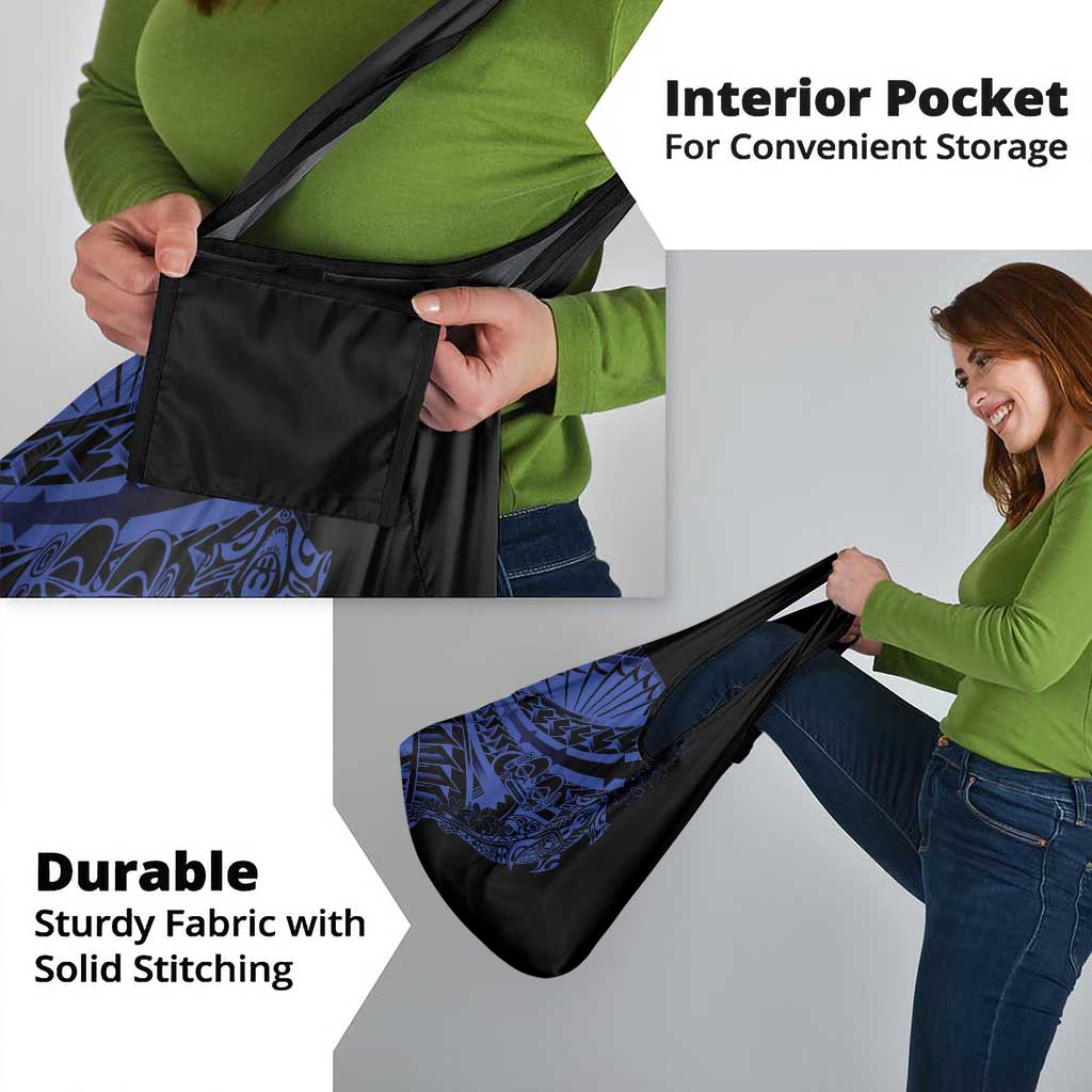 Blue Marquesas Islands Grocery Bag Marquesan Matatiki Hammerhead Shark Patutiki - Polynesian Pride