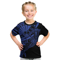 Blue Marquesas Islands Kid T Shirt Marquesan Matatiki Hammerhead Shark Patutiki - Polynesian Pride