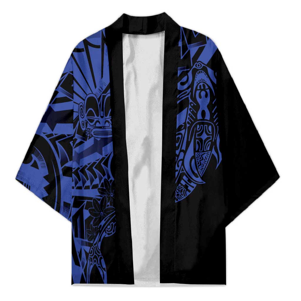 Blue Marquesas Islands Kimono Marquesan Matatiki Hammerhead Shark Patutiki - Polynesian Pride