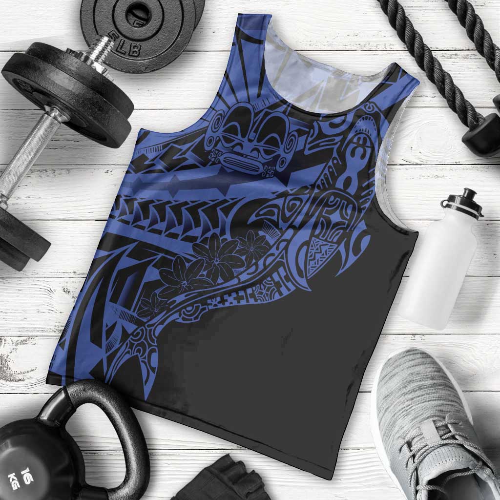 Blue Marquesas Islands Men Tank Top Marquesan Matatiki Hammerhead Shark Patutiki - Polynesian Pride