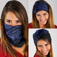 Blue Marquesas Islands Neck Gaiter Marquesan Matatiki Hammerhead Shark Patutiki - Polynesian Pride