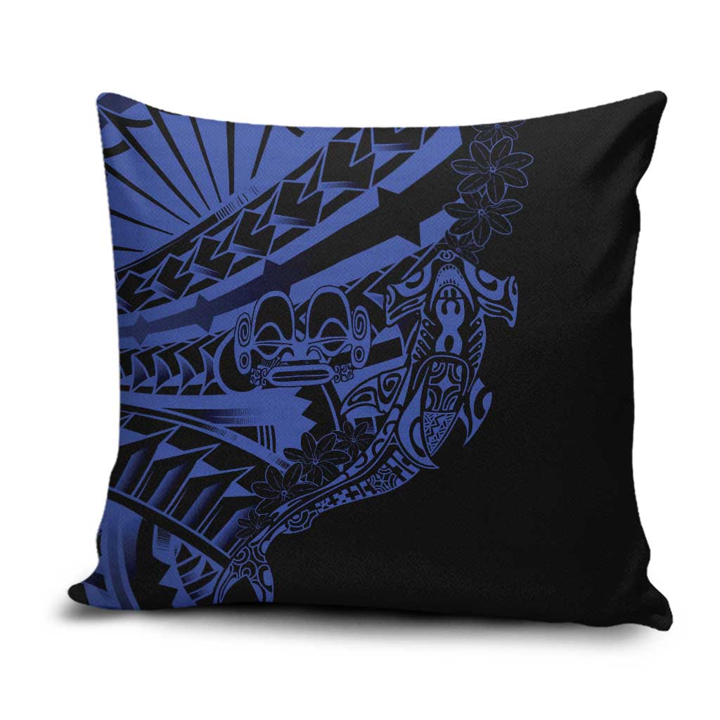 Blue Marquesas Islands Pillow Cover Marquesan Matatiki Hammerhead Shark Patutiki - Polynesian Pride