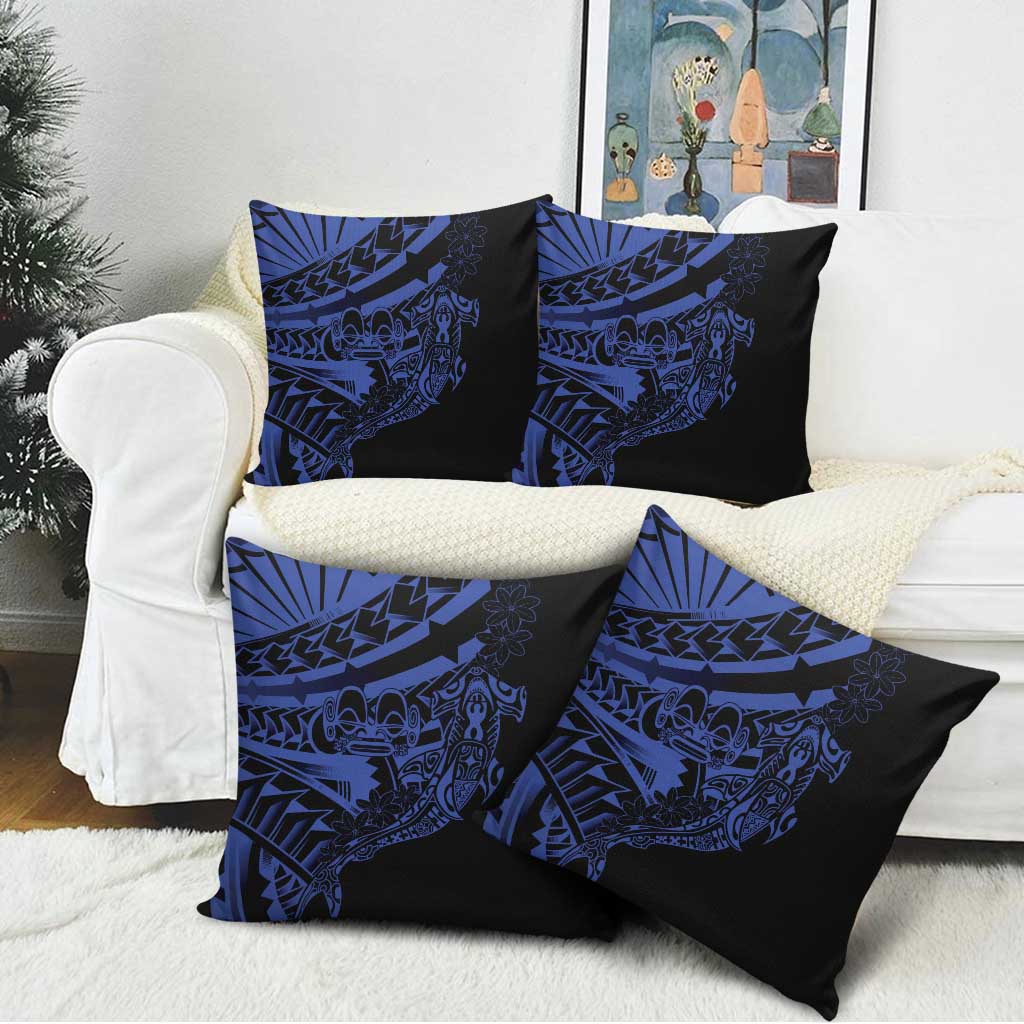 Blue Marquesas Islands Pillow Cover Marquesan Matatiki Hammerhead Shark Patutiki - Polynesian Pride