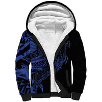 Blue Marquesas Islands Sherpa Hoodie Marquesan Matatiki Hammerhead Shark Patutiki - Polynesian Pride