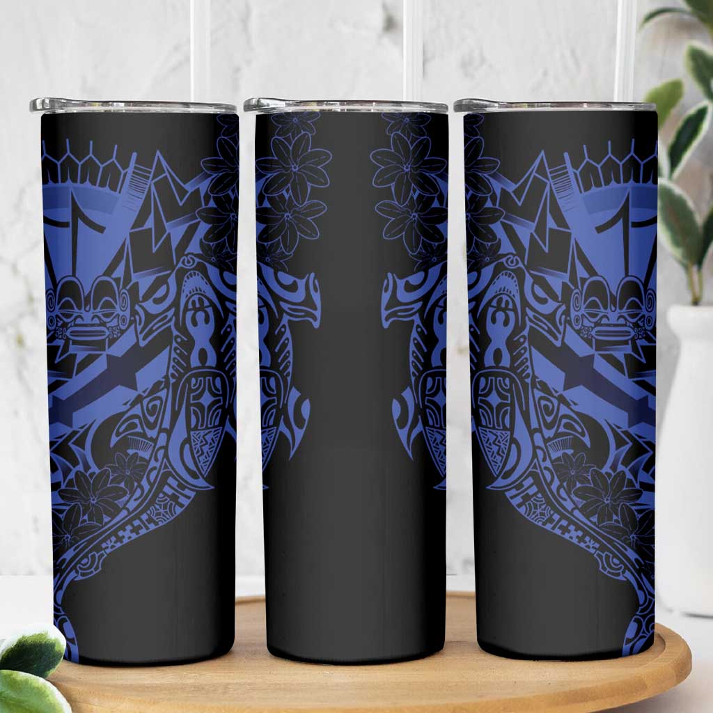 Blue Marquesas Islands Skinny Tumbler Marquesan Matatiki Hammerhead Shark Patutiki - Polynesian Pride