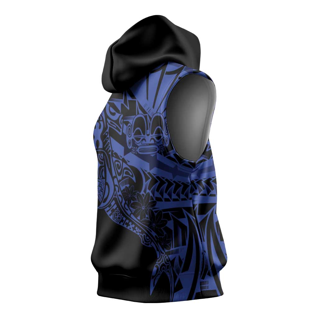 Blue Marquesas Islands Sleeveless Hoodie Marquesan Matatiki Hammerhead Shark Patutiki - Polynesian Pride