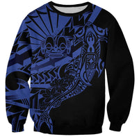 Blue Marquesas Islands Sweatshirt Marquesan Matatiki Hammerhead Shark Patutiki - Polynesian Pride