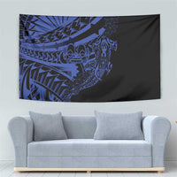 Blue Marquesas Islands Tapestry Marquesan Matatiki Hammerhead Shark Patutiki - Polynesian Pride